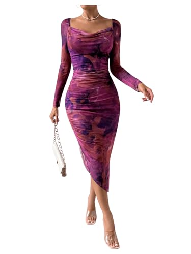 Amazon.com: Milumia Women's Tie Dye Cowl Neck Long Sleeve