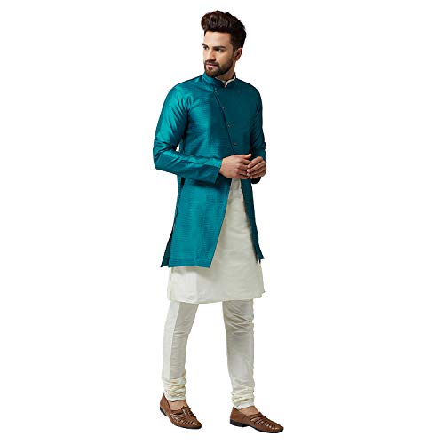 Image of SOJANYA (Since 1958 Men's Silk Blend Kurta Churidaar Pyjama & Jacket Combo