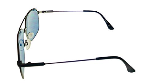 Kenneth Cole Rectangle Metal Aviator Mens Gunmetal Sunglass, Blue Flash Lens KC1371. 8V3