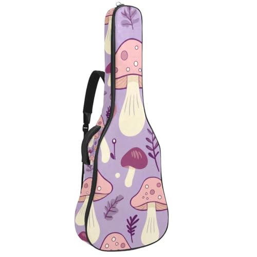 Sac pour guitare acoustique étanche motif champignon violet de 42.9 pouces