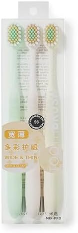 3-Piece Soft-Bristle Toothbrush Set with Wide, Thin Heads