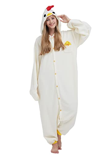 Taigood Pijamas de Mono de Animales para Adultos,Mono Unisex para Adultos, Disfraces de Cosplay de Una Pieza, Ropa de Dormir de Pollo