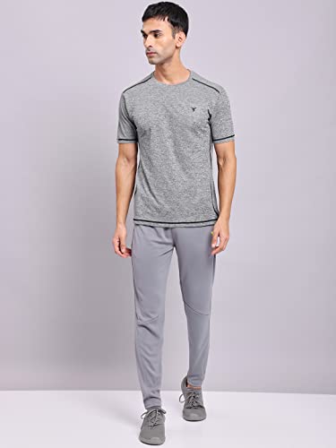 Image of TECHNOSPORT Mens Polyester Slim Fit Activewear Track Pant with SPF50+ for Running, Workout Wear Antimicrobial & Quick Dry