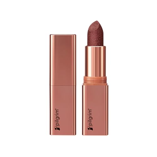 Pilgrim Glitter Lipstick For Women 4.2gm | Dubai Luxe Lifestyle - Royal Noor Shade | Lipstick Infused with Vitamin E & Olive Oil | Glitter Formula With Matte Finish | Non Drying | All Skin Types