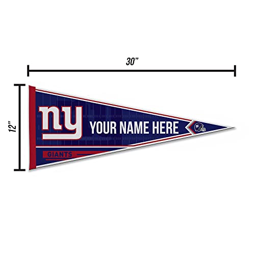 Image of Rico Industries NFL Football New York Giants Personalized - Custom 12 inch x 30 inch Soft Felt Pennant - EZ to Hang