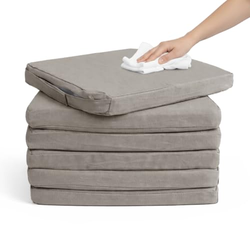 Pack 6 Cojín para silla 42x40x4 cm｜Repelente al agua y fácil de limpiar｜Con cintas de sujeción｜Funda con cremallera desmontable｜Uso interior y exterior｜Ideal para comedor, terraza, jardín u oficina
