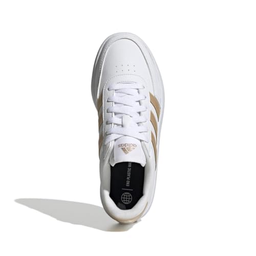 adidas Tênis feminino Breaknet 2.0, Branco/Ouro Maravilha Metálico/Branco, 39