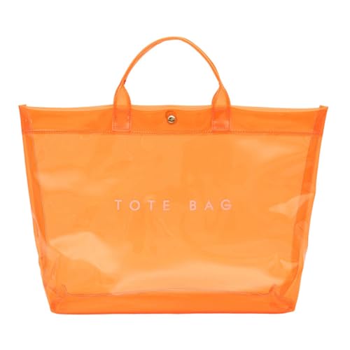 PVC Stylish Letter Print Handbag Large Capacity Shoulder Bag Waterproof Tote Bag