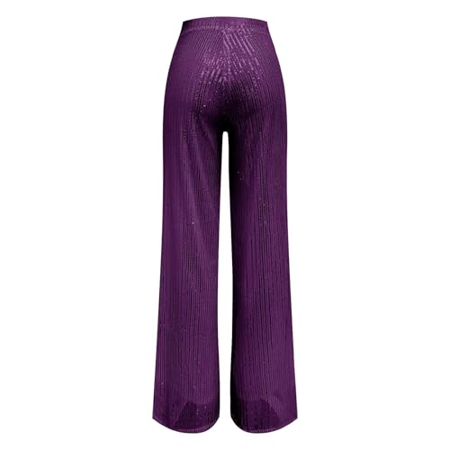 GOKKILRW Sequin Pant for Women Sparkly Glitter High Waist Wide Leg Slacks 70s Disco Party Night Club Trouser Shinny Buttoms4