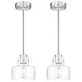 METWET 2 Pack Pendant Lights Kitchen Island, 6" Brushed Nickel Pendant Light Fixtures Over Island with Clear Glass Shade, Modern Kitchen Island Lighting for Dining Room Entryway, PL124-BN-G-2PK