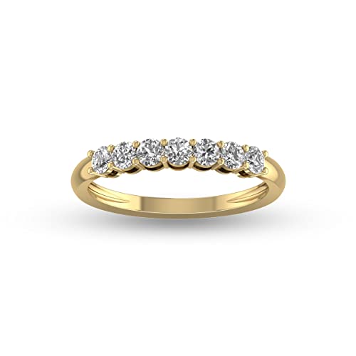 TimeLess Classics Women's 1/2-1 Carat TW Seven Stone Natural Diamond Band in 14K White and Yellow Gold - Band For Engagement, Wedding, Anniversary