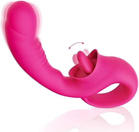 Clitoral Licking G Spot Vibrator, Realistic Dildo Clitoralis Stimulator for Women with 10 Licking & Vibrating Modes, Strapless Strap-On Dildo for Multiple Stimulation, Adult Sex Toys for Women