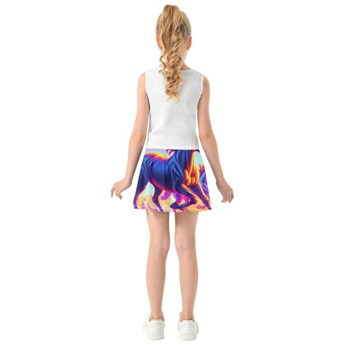 Joisal Girls Skorts Athletic Shorts Tennis Skirts Kids Funny School Skirt Horse Flower Neon Colorful 3t4