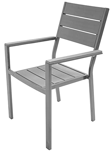 Verdelook Tenerife Sedia Con Braccioli Effetto Legno, 58X55 H88 Cm, Grigio