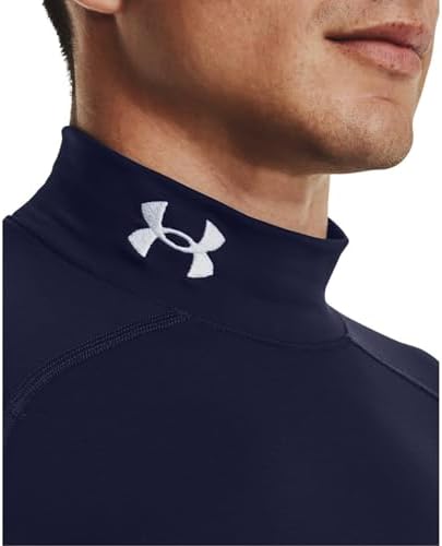 Under Armour Men's ColdGear Armour Compression Mock , Midnight Navy (410)/White, Large - 3