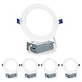 Meconard 4 Pack 6 Inch LED Recessed Ceiling Light, 2700K/3000K/3500K/4000K/5000K Selectable, Dimmable 12W=110W, 1050LM, IC Rated Can-Killer Downlights with Junction Box, ETL and Energy Star Listed