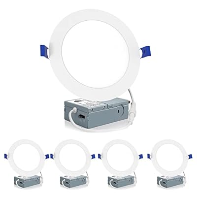 Meconard 4 Pack 6 Inch LED Recessed Ceiling Light, 2700K/3000K/3500K/4000K/5000K Selectable, Dimmable 12W=110W, 1050LM, IC Rated Can-Killer Downlights with Junction Box, ETL and Energy Star Listed