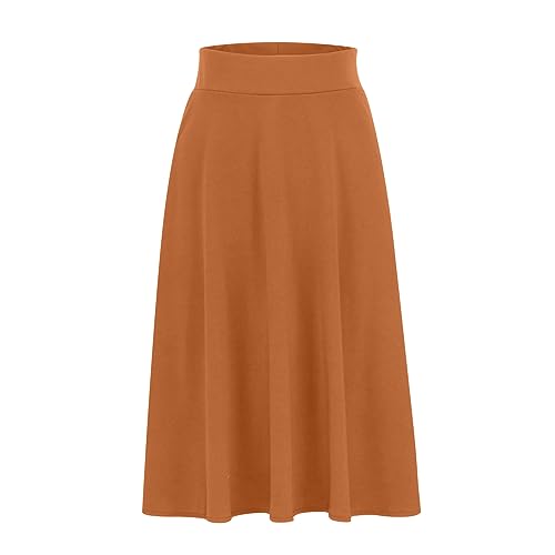Knee Length Flared Skirt for Women Trendy Fashion High Waisted A-Line Midi Skirts Flowy Casual Party Outfits4