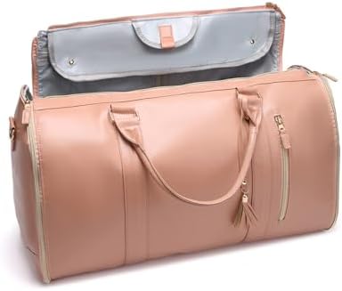 Travel Bag, 40 L Garment Duffel Bag Backpack, Foldable Duffel Bags for Traveling, Duffle Bag that Opens Flat for Dresses for Travel Pink