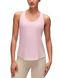 CRZ YOGA Damen Sport Tank Top Racerback Fitness Gym Top Baumwolle Oberteile Locker Atmungsaktiv Ärmellos Tops Erdbeerrosa 38