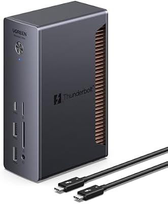 UGREEN Revodok MAX 2131 Docking Station Thunderbolt 5 120Gbps Transferencia Ultra Rápida Dock Hub 13 en 1 con 4 TBT5 Multi USB 3.2 RJ45 2.5GbE Lector de Tarjeta SD TF 4.0 Jack 3.5mm 140W Máx Carga
