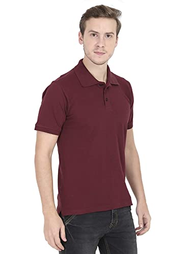 Image of RSO Outfits Men's Plain Collar Regular Fit Solid Half Sleeve Casual Maroon Polo Shirt /T-Shirt
