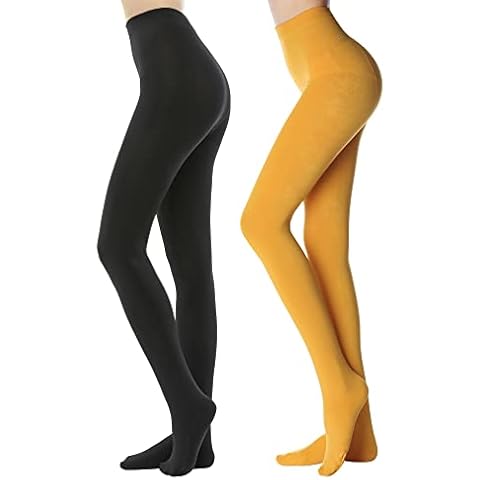 WAKUNA 2 Pairs Fleece Lined Tights for Women - 100D Opaque Warm Winter Pantyhose Cover