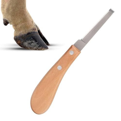 SOGHO Hufmesser Für Pferde,Hufmesser,Trimmwerkzeug Für Rinderpferde,Kohlenstoffstahl Gerade Klingenform(EIN Wort Für Die Rechte Hand)