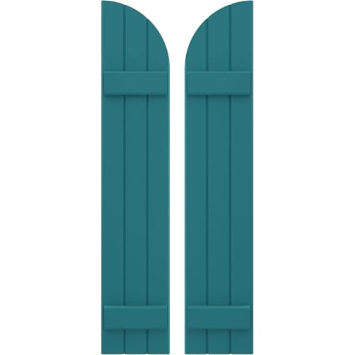 Ekena Millwork ARW101BQ311X62ANH Americraft Three 2 Exterior Real Wood Joined Board-n-Batten Shutters w/Arch Top (Per Pair), 62-in. H, Antigua