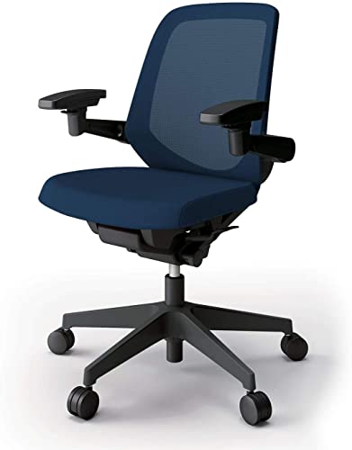 イトーキ オフィスチェア デスクチェア メッシュチェア ノートチェア nort 背:メッシュ 座:クロス ハンガーなし ウレタン双輪キャスター ベースカラー:ブラック 背座:ネイビーブルー 日本製 KJ-187JVM-T1B2C
