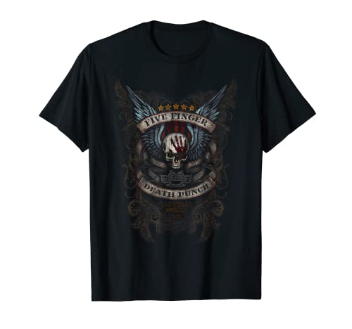 Five Finger Death Punch - Winged Knuckles T-Shirt (Schwarz, S, Halbarm, Unisex, Klassische Passform, Winter, Imported)