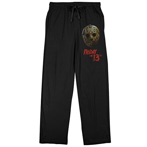 Friday The 13th Jason Voorhees Hockey Mask Men's Black Sleep Pajama Pants