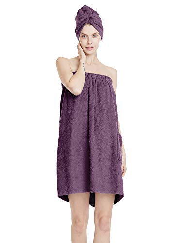SIORO Womens Towel Wrap Bamboo Cotton Body Shower Wraps with Closure Hair Bath