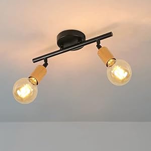DAXGD Spot de plafond, Plafonnier Spots Réglable Noir, Plafonnier LED Industriel Réglable à 2 Voies pour Escaliers de Couloir de Bureau