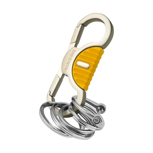 Image of Heavy Duty Keychain with Quick Release Double Carabiner Clip, Key Rings, D Ring, Car Key Holder for Belt Loop