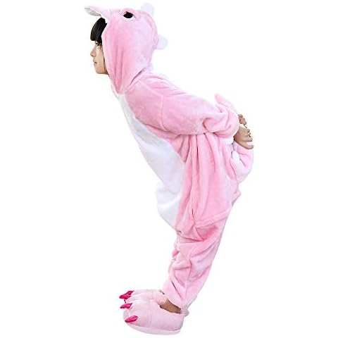 ALANTOP Kids Unisex Animal Onesie Pajamas Christmas Halloween Sleepwear Jumpsuit Cosplay Costume for Boys Girls Pink Cover