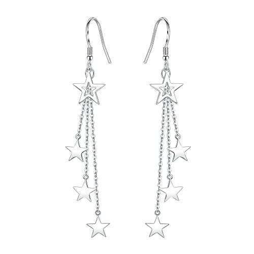 Boucles d'oreilles lune étoile argent 925 anti-allergie cristal