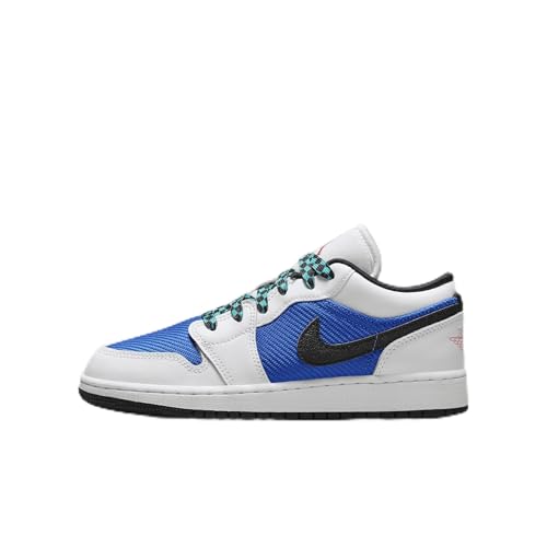 Air Jordan 1 Low SE Big Kids' Shoes (FQ8042-100, White/Hyper Royal/Hyper Jade/Black) Size 6