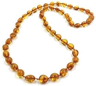 Amber Jewelry Shop Natural Baltic Necklace made of natural polished pearls (48 cm) (Cognac), Amber, Amber