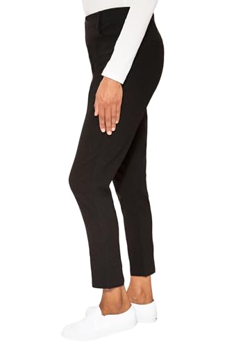 Women's Pull On Pants, Textured, Black, Large (US, Alpha, Large, Regular, Regular, Black)2