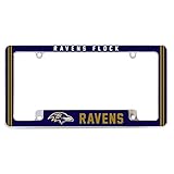 NFL Baltimore Ravens Ravens Flock Chrome License Plate Frame - Full Color Zinc Alloy, 4-Screw Mount