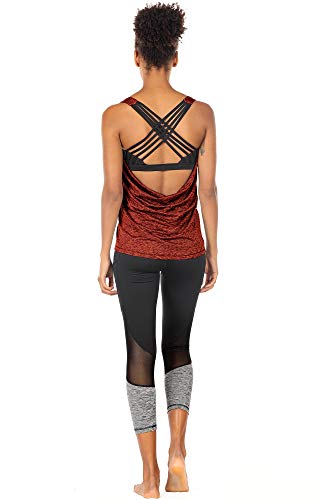 Image of icyzone Women's Open Back Workout Athletic Yoga Tank Tops with Built in Bra