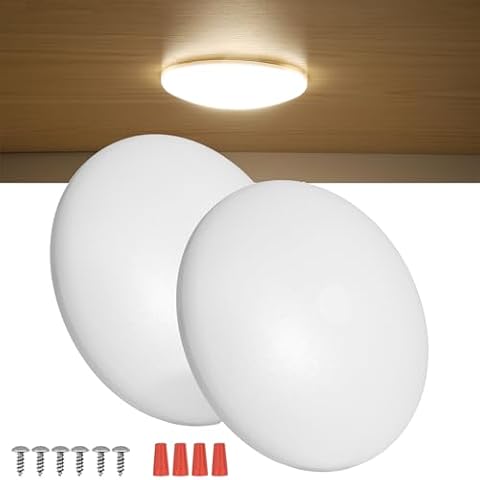 RVZONE 2 Pack RV LED Ceiling Puck Light RV Boat Interior Light DC 12V Surface Mount Ceiling Dome Light, 4.5W Panel Downlight for Camper Van Travel Trailer Motorhome (Warm Light) Cover