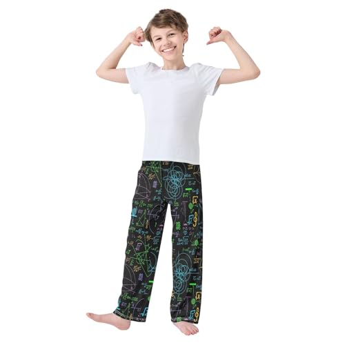 ZZXXB Funny Mathematical Graphics Boys Long Pants Soft Trousers Elastic Waist Kids Lounge Bottoms with Pockets S-XL2