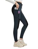 baleaf Women's Fleece Lined Hiking Pants Snow Water Resistant Ripstop Leggings with Zipper Pockets Thermal Warm Winter Tights Gear Grey-Black L