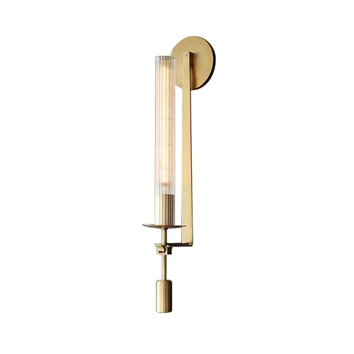 Single Heads Glass Tube Lampshade Wall Lamps with E12/E14 All Copper Base Sconces Nordic Bedroom Decorative Light