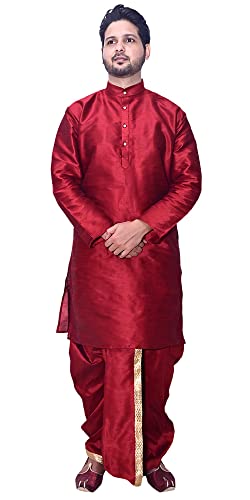 Image of Om Shubh Mangalam Men's Dupion Silk Fancy Dhoti Kurta Set