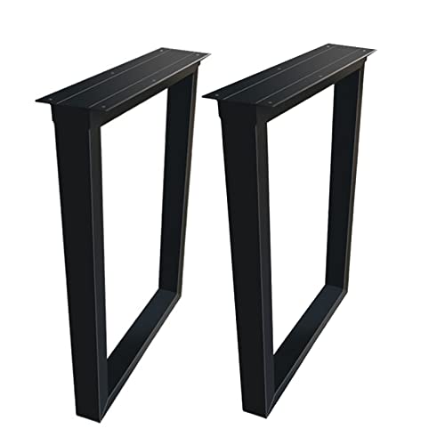 2 patas de metal resistentes para mesa, diseño rústico industrial de tubo cuadrado para mesa de comedor, mesa de café o escritorio de computadora, patas negras resistentes para muebles