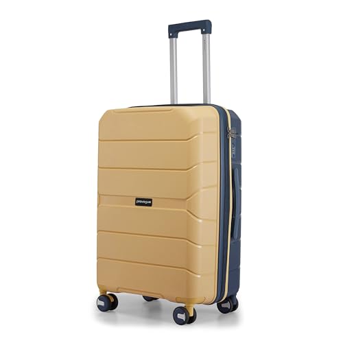 Image of Provogue Cascade Hard-Sided PP 65 Cm Trolley Bags for Travel Medium Size | Expandable Luggage Suitcase with 8 Wheels | Combination Lock | 5 Year Warranty (Golden Yellow /Blue Berry)