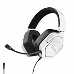 GXTrust 1492W Ravox Gaming Headset for PS5 PS4 Switch PC Mobile, 3.5mm Audio Jack, 50mm Drivers, Padded Headband, Tilting Earcups, Detachable Mic, Over Ear Wired Headphones with Microphone, White
